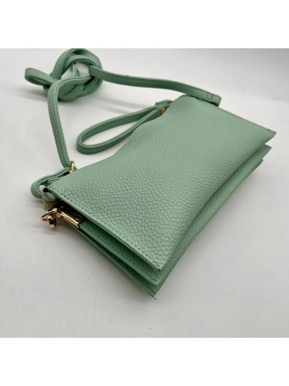 Unbranded Light Mint Pebbled FauxLeather Reversible Wristlet